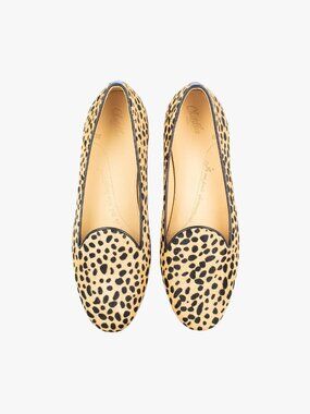 Chatelles leopard print fur loafers, size 39